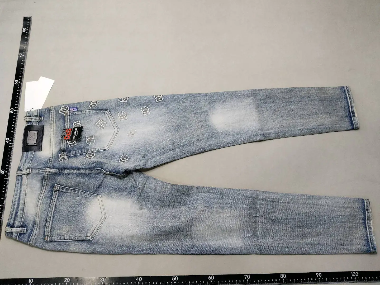 European and American New Style Foreign Trade Punk Style Slim Fit Slightly Elastic Retro Blue Embroidered Whiskered Mid-Waist Skinny Men's Jeans