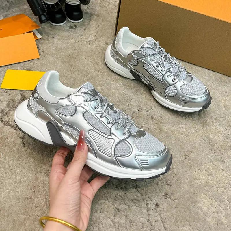 Designer European goods 2025 spring and summer new olymapia mesh stitching leather thick bottom breathable couple sneaker