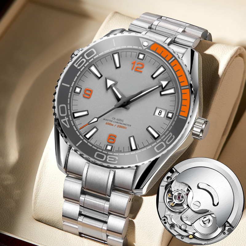 Swiss Watch Haima 600 Series Imitation Fully Automatic Mechanical Watch Luminous Calendar Butterfly Buckle Men's Quartz Watch
