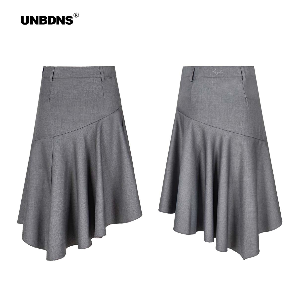 Unbdns High-Fashion Spicy Girl Irregular Street Style Suit Fabric Fishtail Vintage Retro Drape Half-Length Irregular Skirt