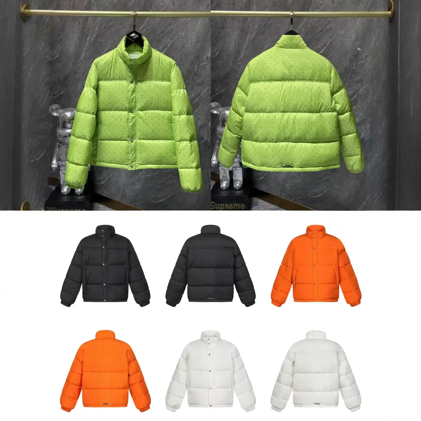 Cross-Border Chrome Hearts New Cross-Pattern Fluorescent Green down Jacket Unisex Coat Wholesale