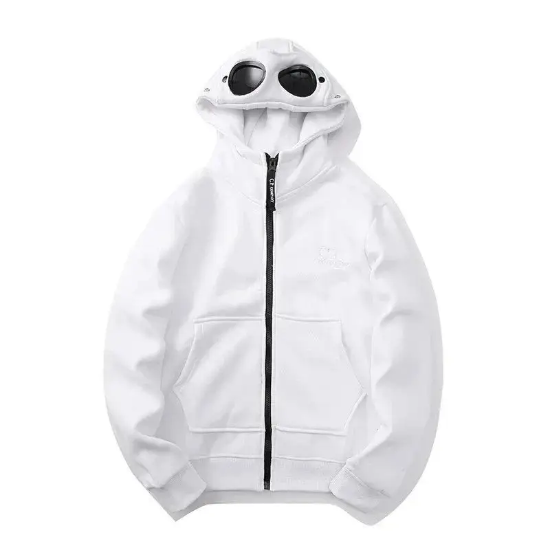(Correct version) Embroidered zipper hooded sweatshirt or pants with circular eyeglass lenses