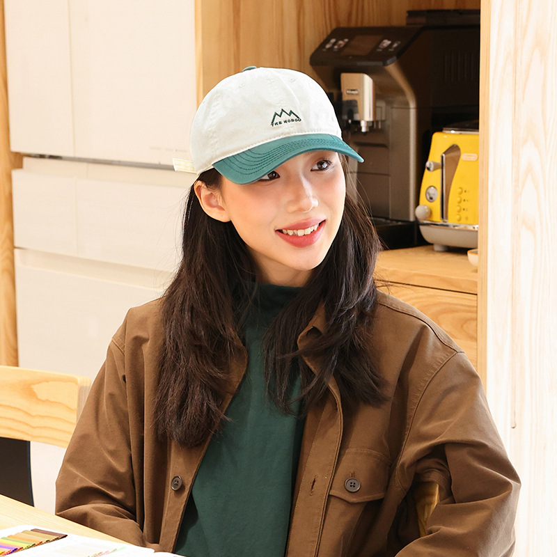 Zhonghao Hat Industry Japanese Style Dark Green Stitching Duck Tonge Hat Contrast Color Men's and Women's Same Cap Summer New Hat Baseball Cap