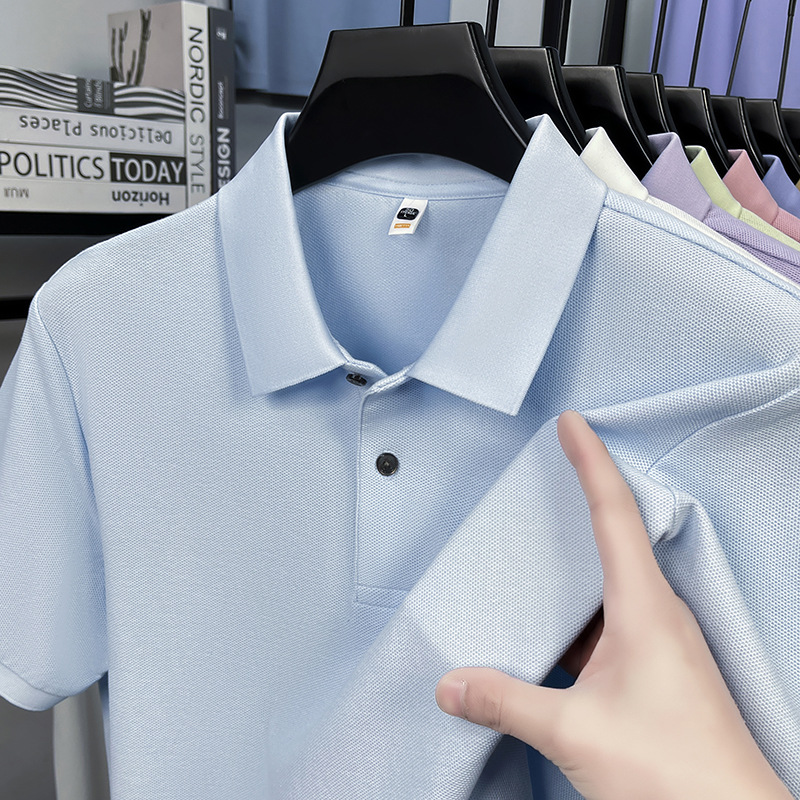 Cross-Border Foreign Trade Summer Pure Cotton Men's Polo Shirt with Lapel Short Sleeves, Casual Dad-Style T-Shirt for Young and Middle-Aged Men Wholesale