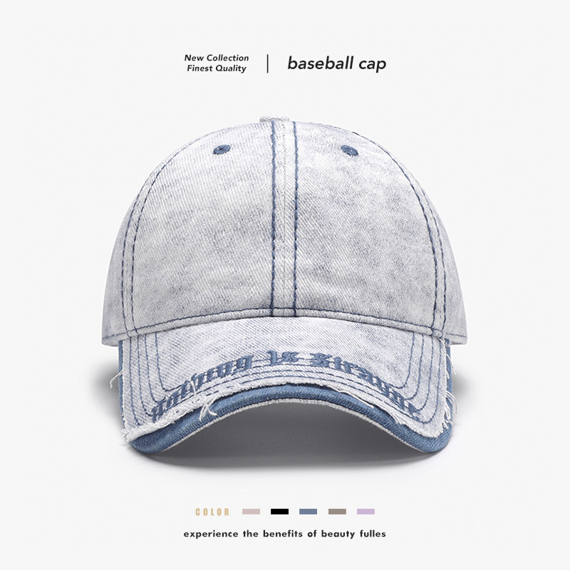 Letter embroidery color matching soft top large head circumference cross-border cap outdoor versatile breathable European and American student baseball cap