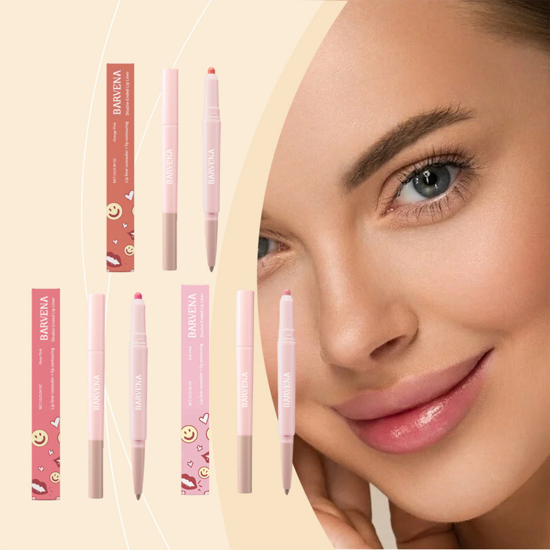 Cross-Border Hot-Selling Double-Ended Lip Liner and Concealer Pen for Naturally Defining Three-Dimensional Lip Shape, Matte Soft Mist Lip Makeup Lip Pencil