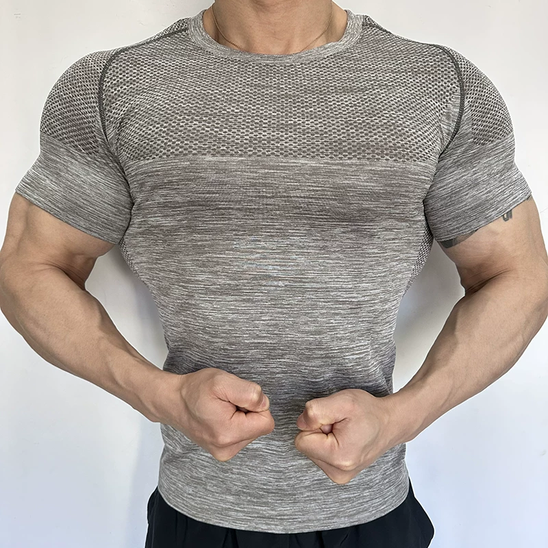 GYM Shark Phantom 4 Same Style Men's Fitness Tight Short Sleeve Quick Drying High Elasticity Seamless Antibacterial and Odorous T-shirt Muscle