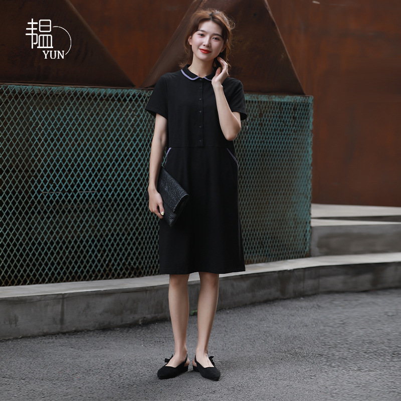 Yun Yun 2026 New Summer Women's Short-Sleeve Slim-Fit Elegant Hepburn-Style Trim Shirt Dress Wholesale