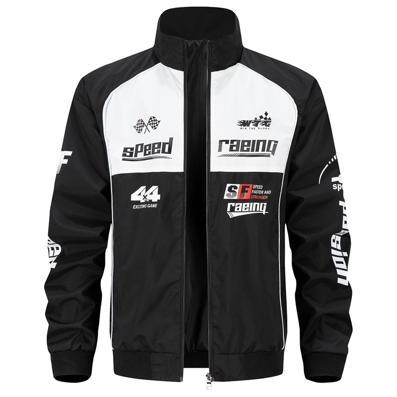 Trendy Racing Jacket for Men, Casual Autumn Stand-Collar Jacket, Fashionable Motorcycle Outerwear