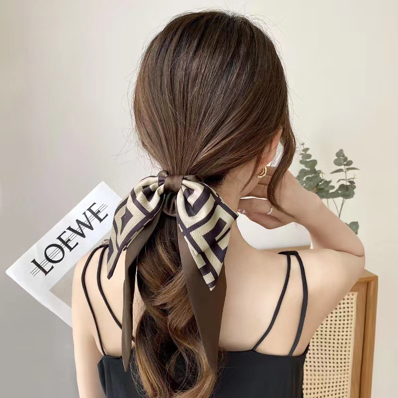New French Style Ribbon Bow Headwear Hair Band Hair Rope Hair Band Women's Floral Tie Hair Elegant Ponytail Head Rope mc