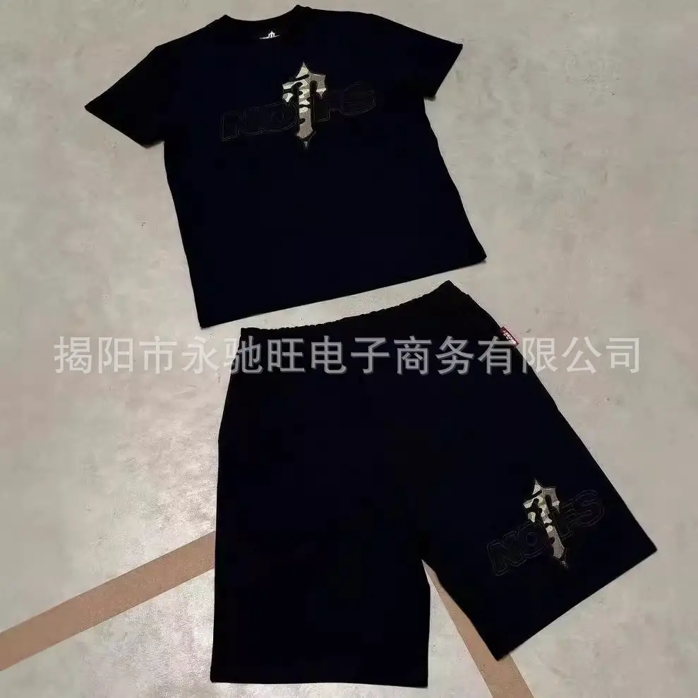 Shorts American Style Retro Washed 2024 Summer New Short Sleeve Solid Color Letter Printing Loose Casual suit Neutral