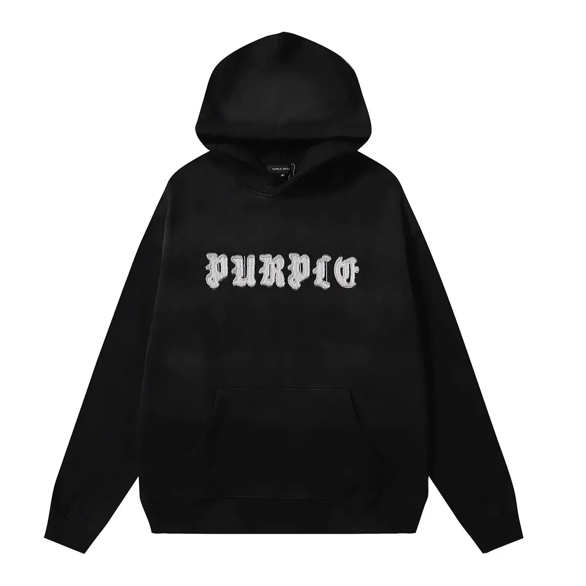Autumn 2024 Purple Brand Gothic Letters Embroidered Wash Mud Print Old terry Hoodie Sweater Men