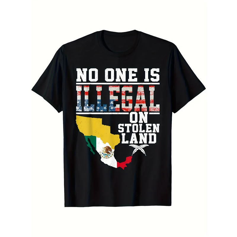 【Cross-Border Exclusive】Black Immigration Equality Slogan T-Shirt Vintage Distressed Flag Map Casual Top