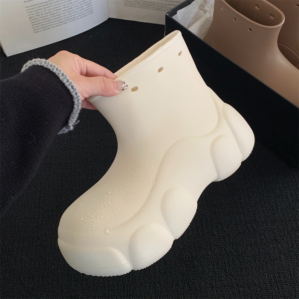 Casual and Simple Korean Style Creative Solid Color Rain Boots Waterproof Outer Wear Fashionable Heightening Short Rain Boots on Rainy Days