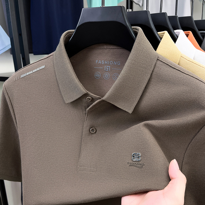Cross-border New Summer Men's Short-sleeved T-shirt Top Middle-aged Business Lar Casual Loose T-shirt Polo Shirt for Men