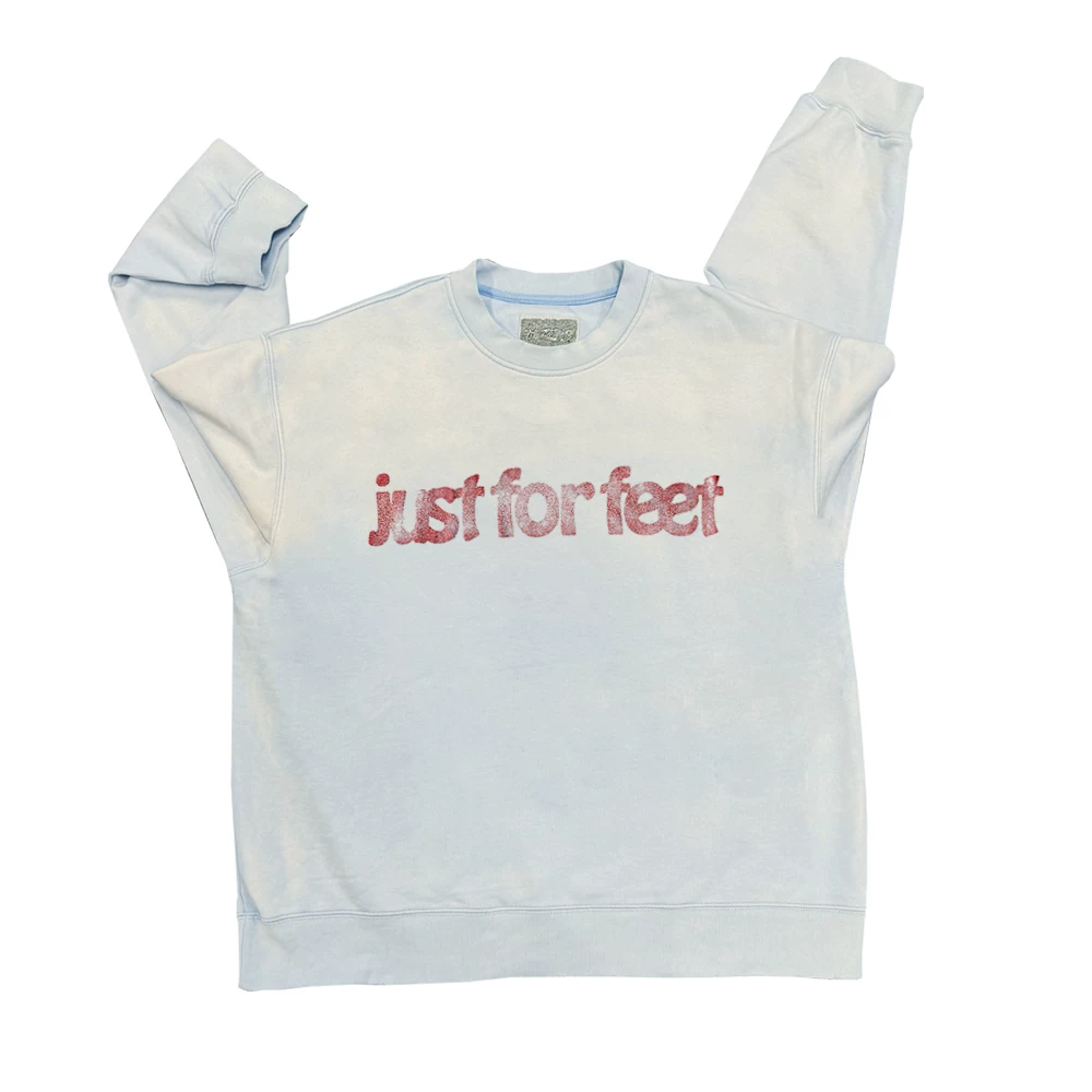 Hand to heart love creates JUST FOR FEET washed heavy-duty retro American round neck hoodie