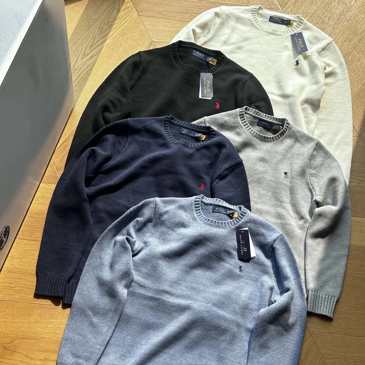 Classic pony logo round neck solid color casual pullover logo embroidery