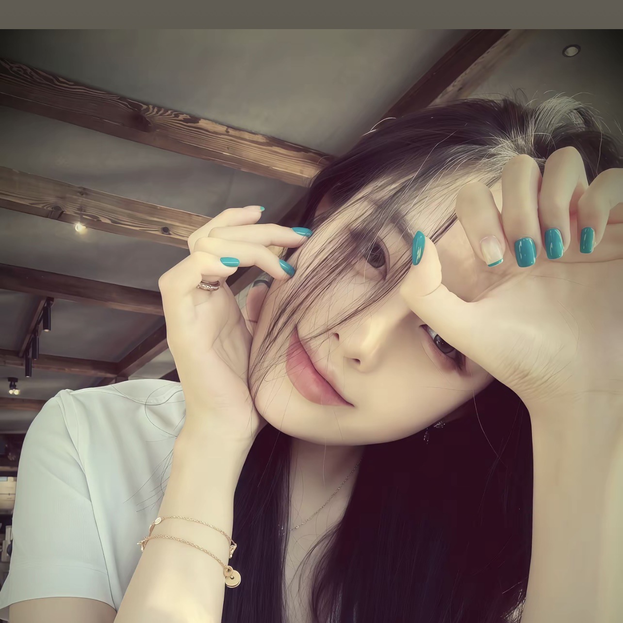 [Cool Summer] Purely Handmade Wearable Nails, Sparkling Champagne Diamond Fake Nail Patches, Removable Phototherapy Nails