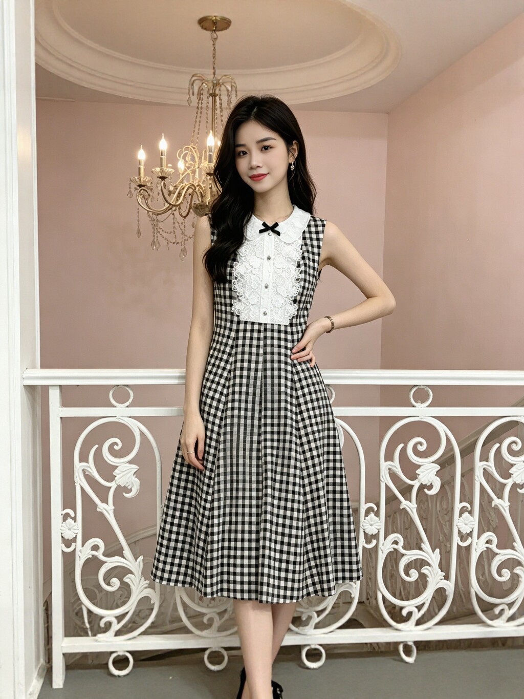 New Style Sleeveless Plaid Dress for Women, Waist-Cinching and Slimming, French Retro Style A-Line Dress, Spring and Summer Style