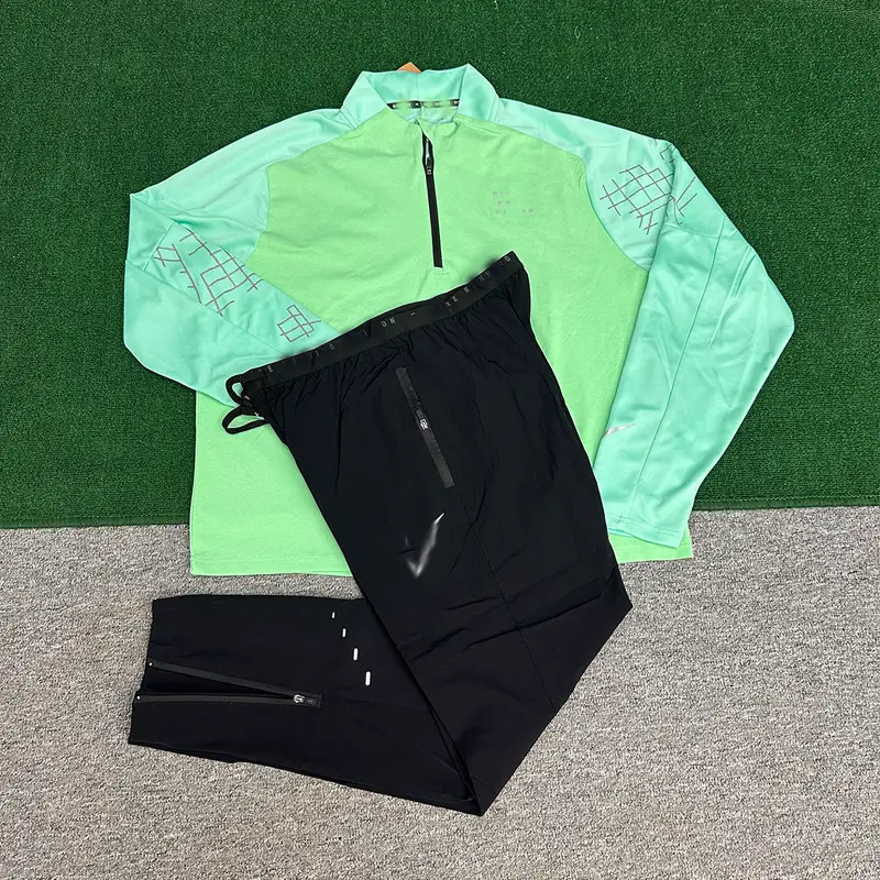 Foreign Trade Wholesale Autumn and Winter Long-Sleeved Sports Suit Half-Zip Training Quick-Drying Breathable Outdoor Fitness Running Men's Clothing