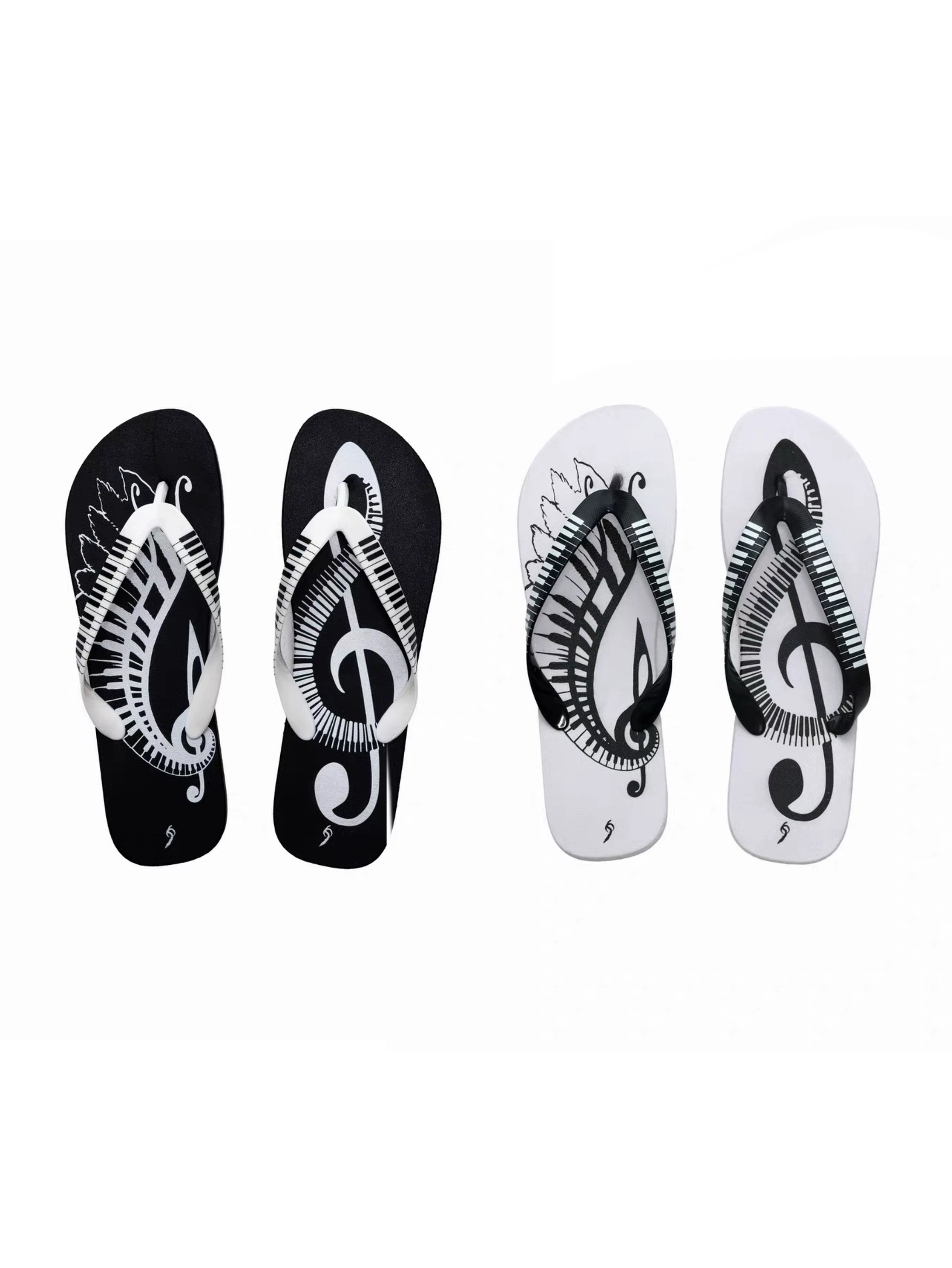 Fourth3Ex Subculture Piano Note Print Flip-Flops for Men and Women, Original Niche Non-Slip Slippers Sandals
