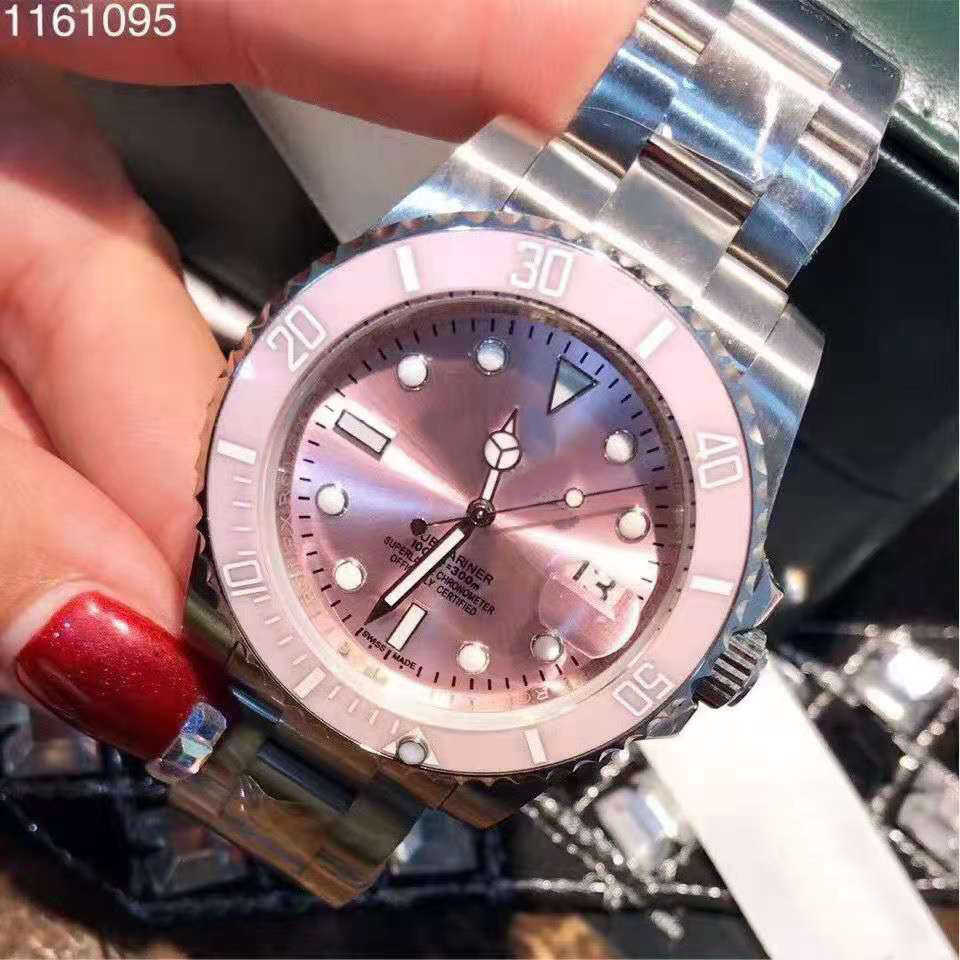 Pink Foreign Trade Submersible Water Ghost Solid Steel Belt Luminous Waterproof Quartz Japan Imported Movement Watch