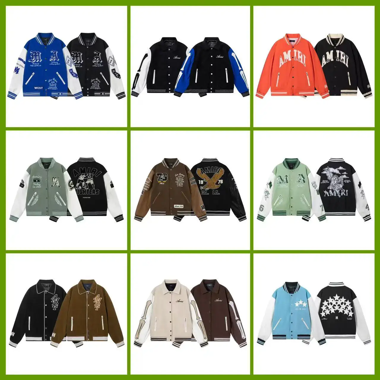 Trendy Brand Baseball Suit Spring and Autumn AM1R1 ICON New Casual All-match Stitching Contrast Women's Jacket Top