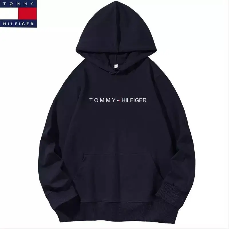 正品美国tommy汤米潮牌ins连帽卫衣男女加绒冬季宽松上衣男士外套