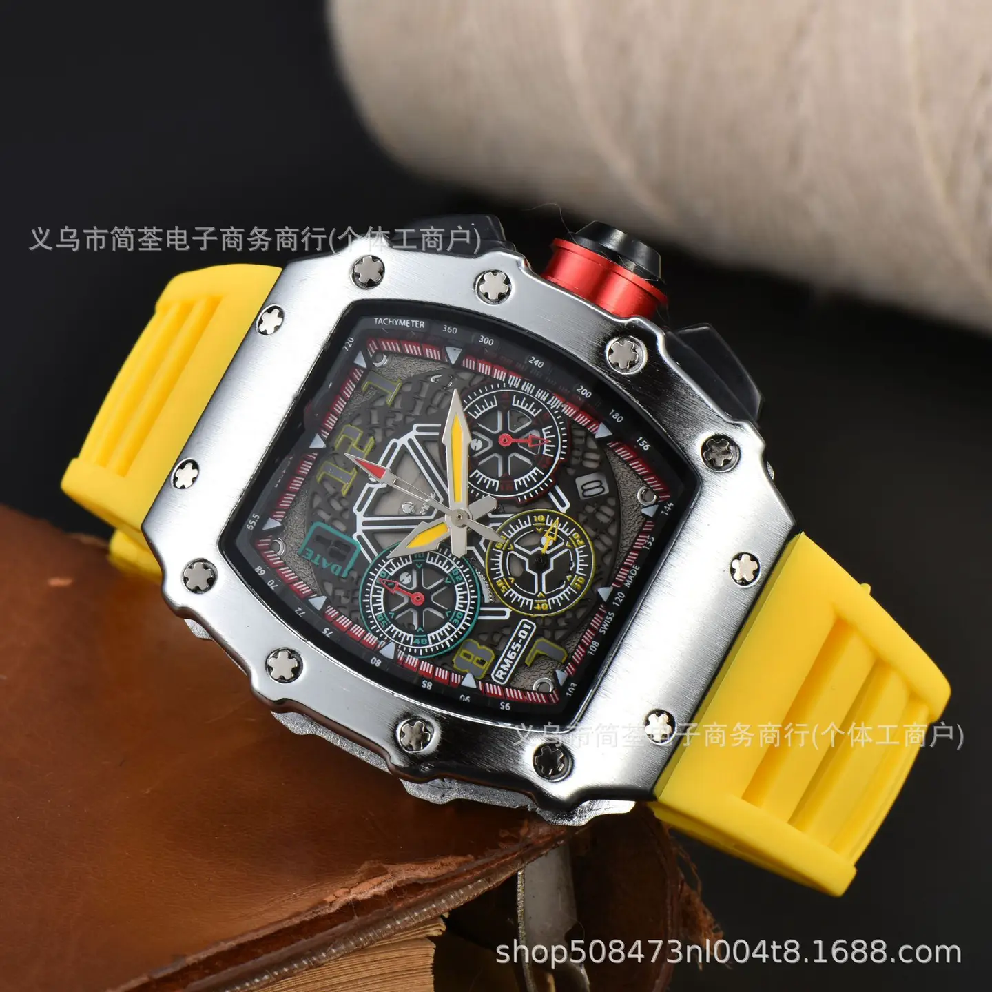 2024 foreign trade men's new barrel watch six-pin multi-functional silicone tape quartz watch manufacturers wholesale
