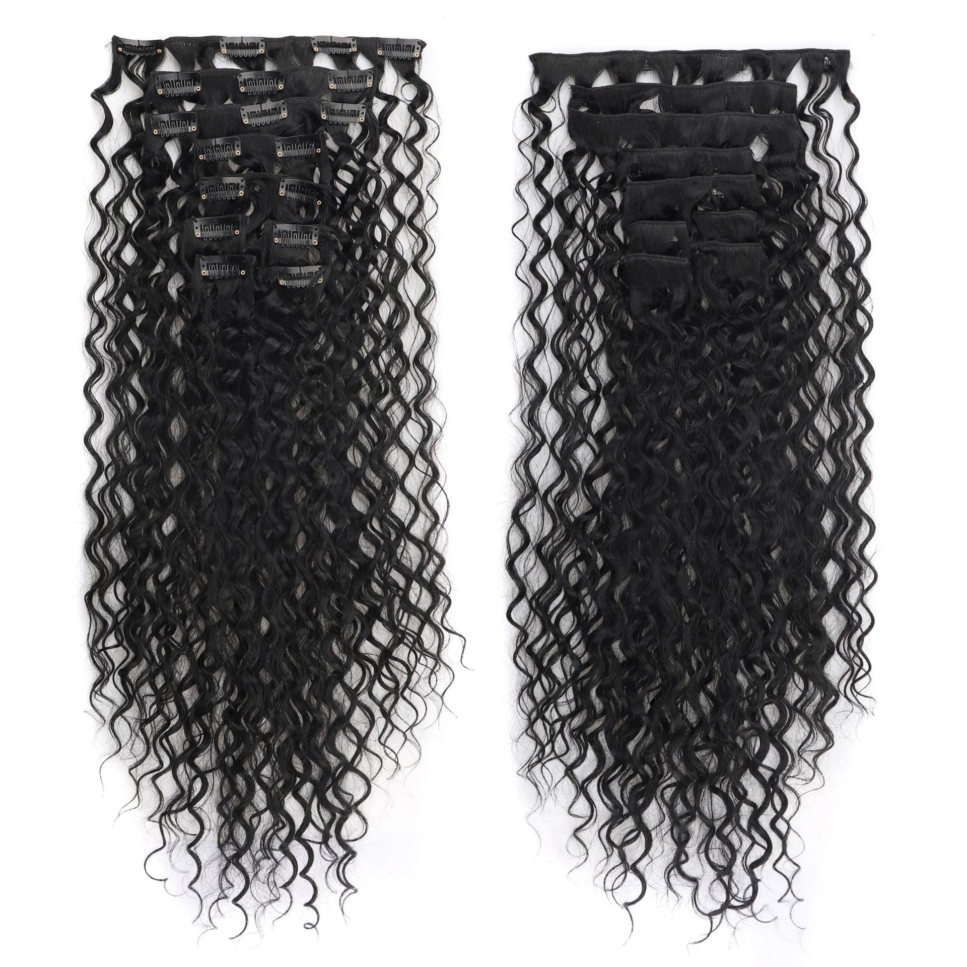 Foreign trade deep roll clip hair nine-piece set 20inch long curly hair wig JC suit