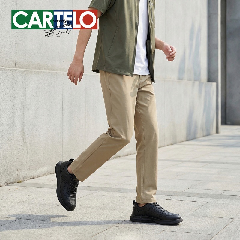 Cartelo Crocodile Summer New Style Hollow Breathable Sports Fashion Shoes Men's Casual Leather Shoes Wear-Resistant Soft-Soled Commuter Shoes