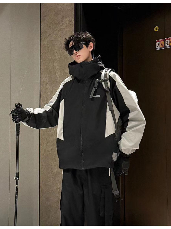 Jianheng Trendy Brand Men's Clothing [Reversible] Hooded Jacket for Women, Versatile Loose-Fit High-End Men's Coat