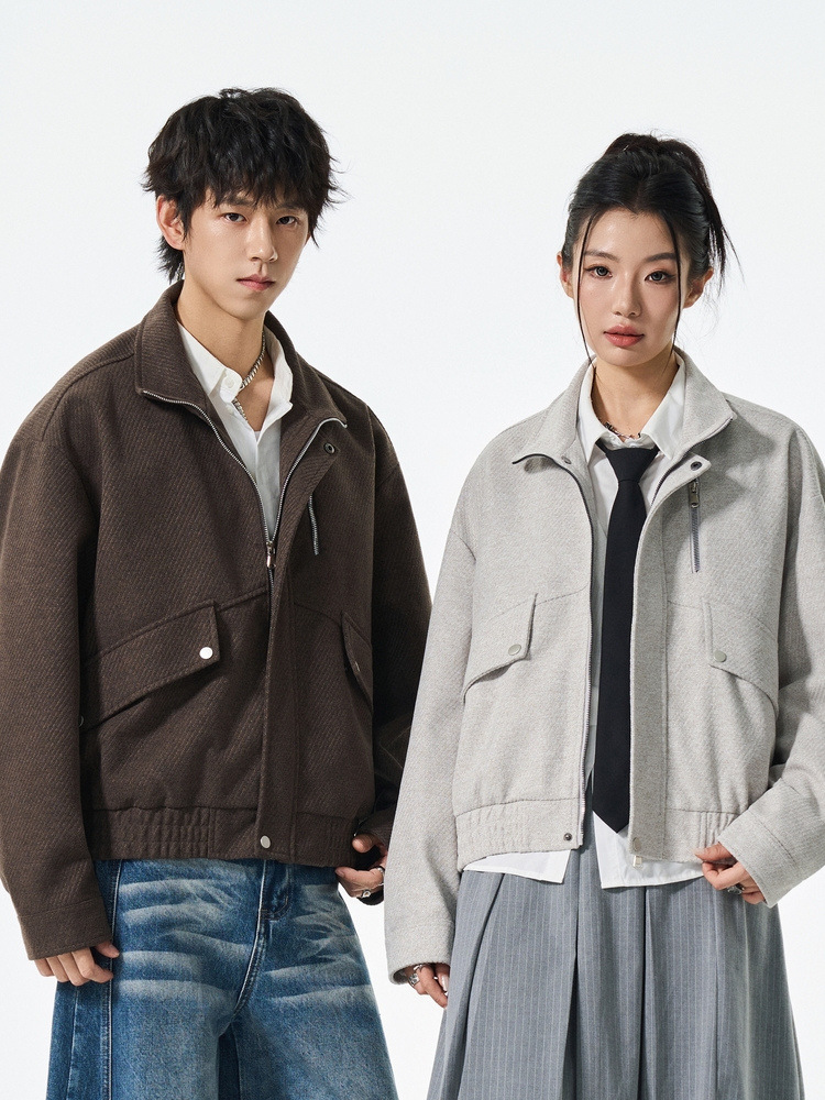 Custom Wholesale American-Style Pilot Jacket for Men, Spring and Autumn Trendy Clean-Fit Cool Jacket, Loose Stand-Collar Top