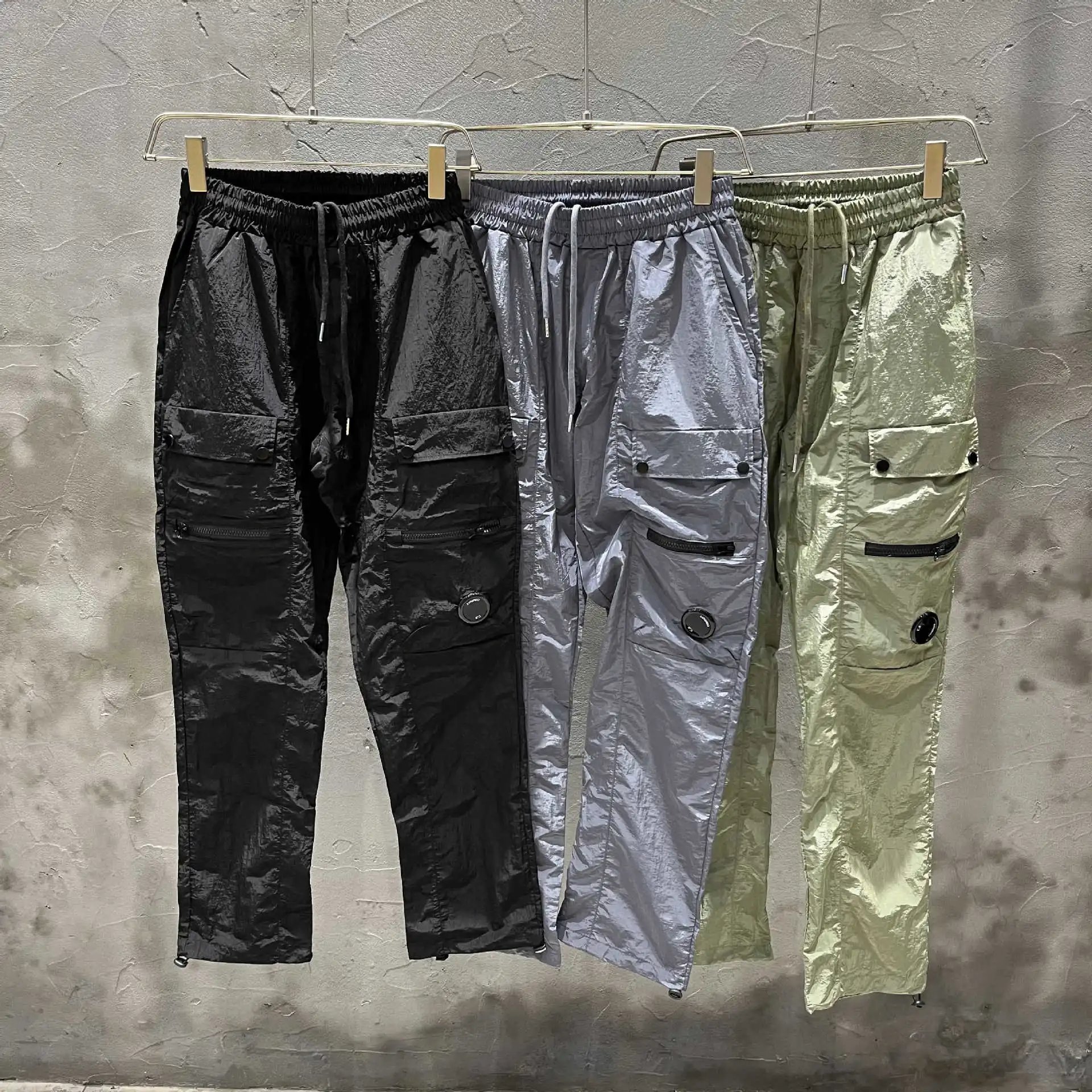 潮牌美式黑色休闲裤男秋季宽松束脚休闲工装裤松紧腰春秋款长裤子