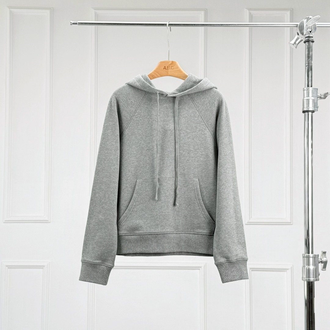 Warren Hailong｜R0W Style Minimalist Daisy Cotton Gray Versatile Spring, Autumn, and Winter Raglan Sleeve Urban Sweatshirt for Women