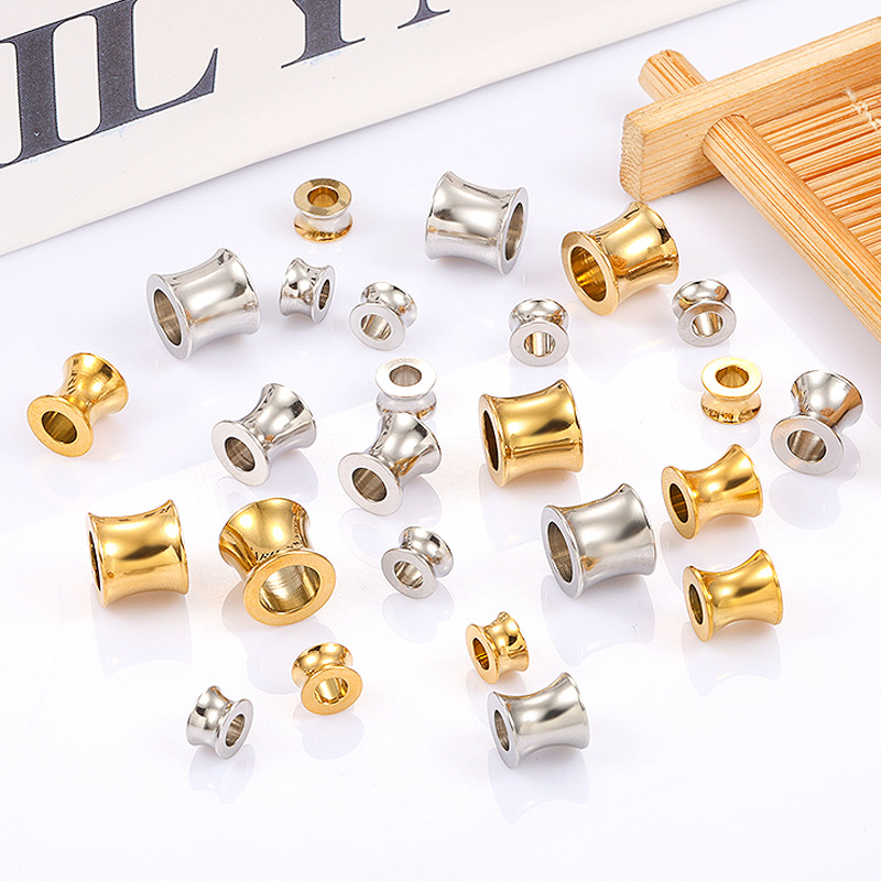 Stainless Steel Beaded Horn Beads Vacuum Furnace Electroplating 18K Gold Bracelet Bracelet Rope DIY Beaded Jewelry Accessories in stock