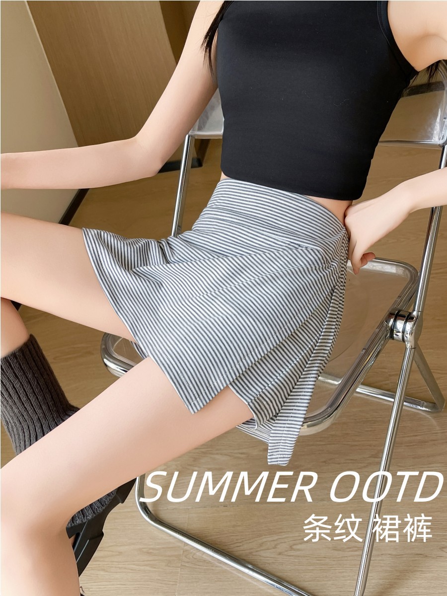 Women's Summer Thin Sports Shorts 2026 New American Style Retro Yoga Split Hip Skirt Shorts Half Skirt