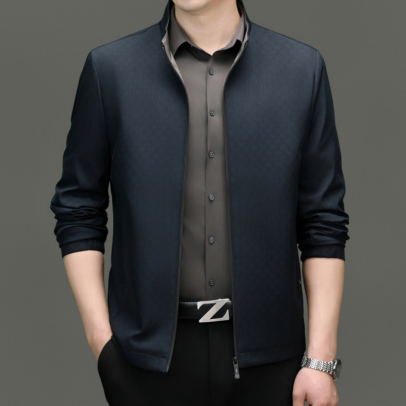Men's jacket men's 2024 spring and autumn new solid color business collar coat plus size men's wholesale