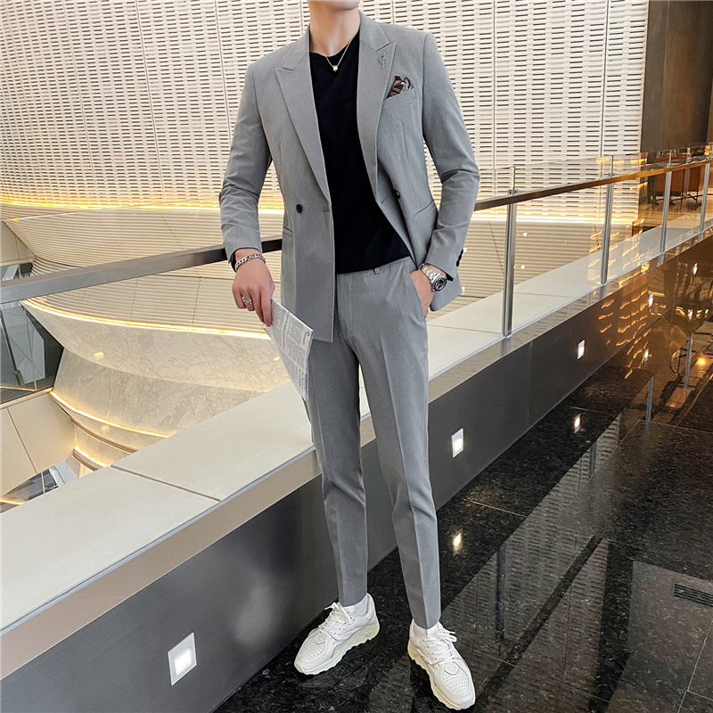 Small Suit Men's Korean Style Casual Suit Two-Piece Youth Fashion One Button Business Groom Suit Best Man Suit
