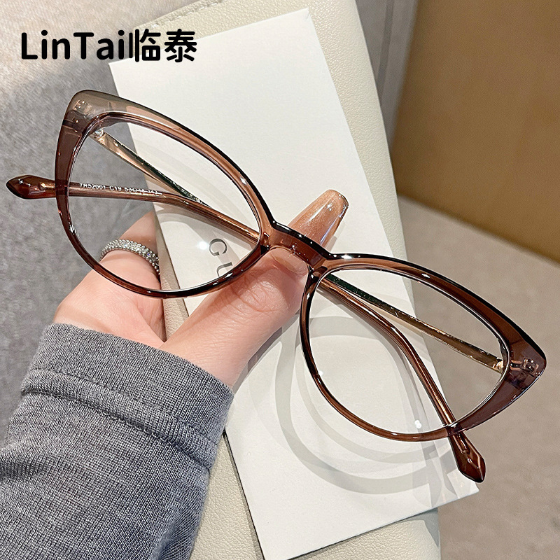 52001 New Personalized Advanced Anti-blue Light Retro Advanced Simple Cyber Popular Cat's Eye Glasses Flat Photo Glasses