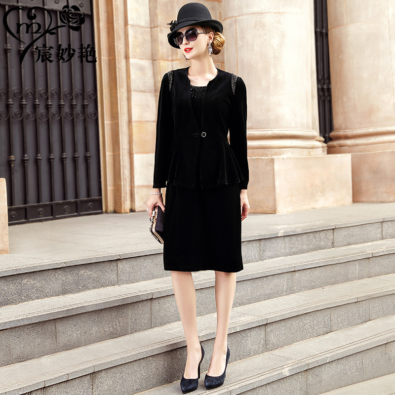 Spring Women's 2025 New Fashion Casual Suit Velvet Small Outwear Two-Piece Dress Source Factory Goods Wholesale