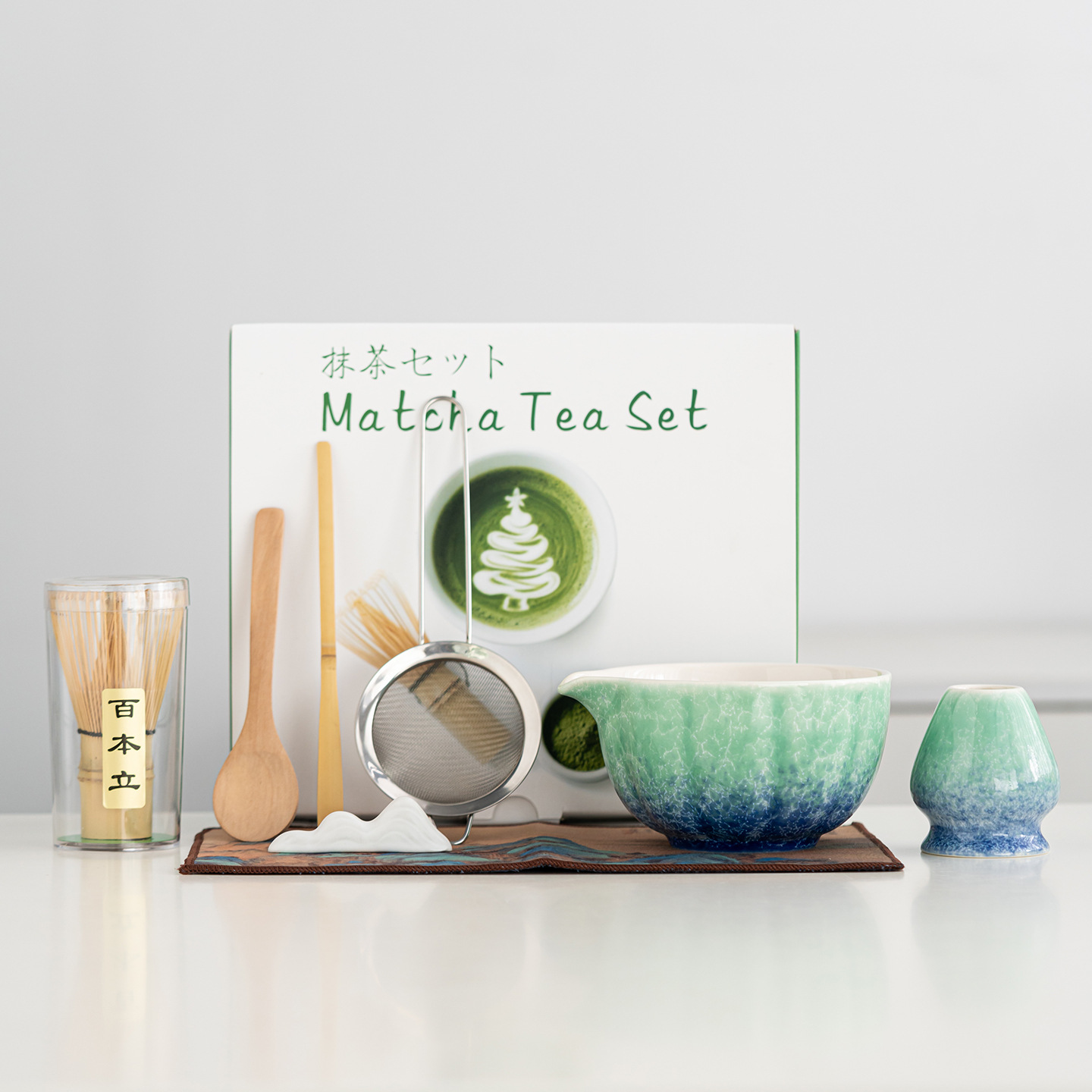 Japanese-Style Matcha Tea Set with Kiln-Fired Matcha Bowl with Spout, Tea Whisk, and Song Dynasty Tea Tools Set for Cross-Border Shipping