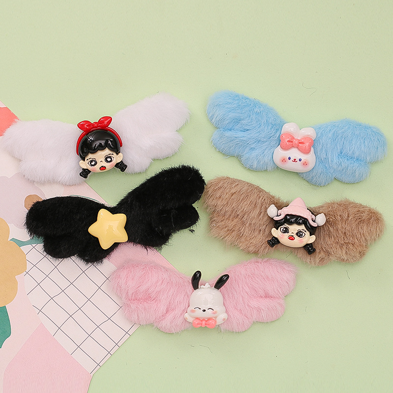 Autumn and Winter new plush angel wings diy phone case hairpin hair accessories hole shoes buckle Accessories Wholesale