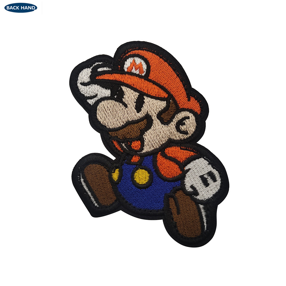 Haike Outdoor Cartoon Character Badge Accessories Mario Embroidery Cloth Sticker Velcro Armband