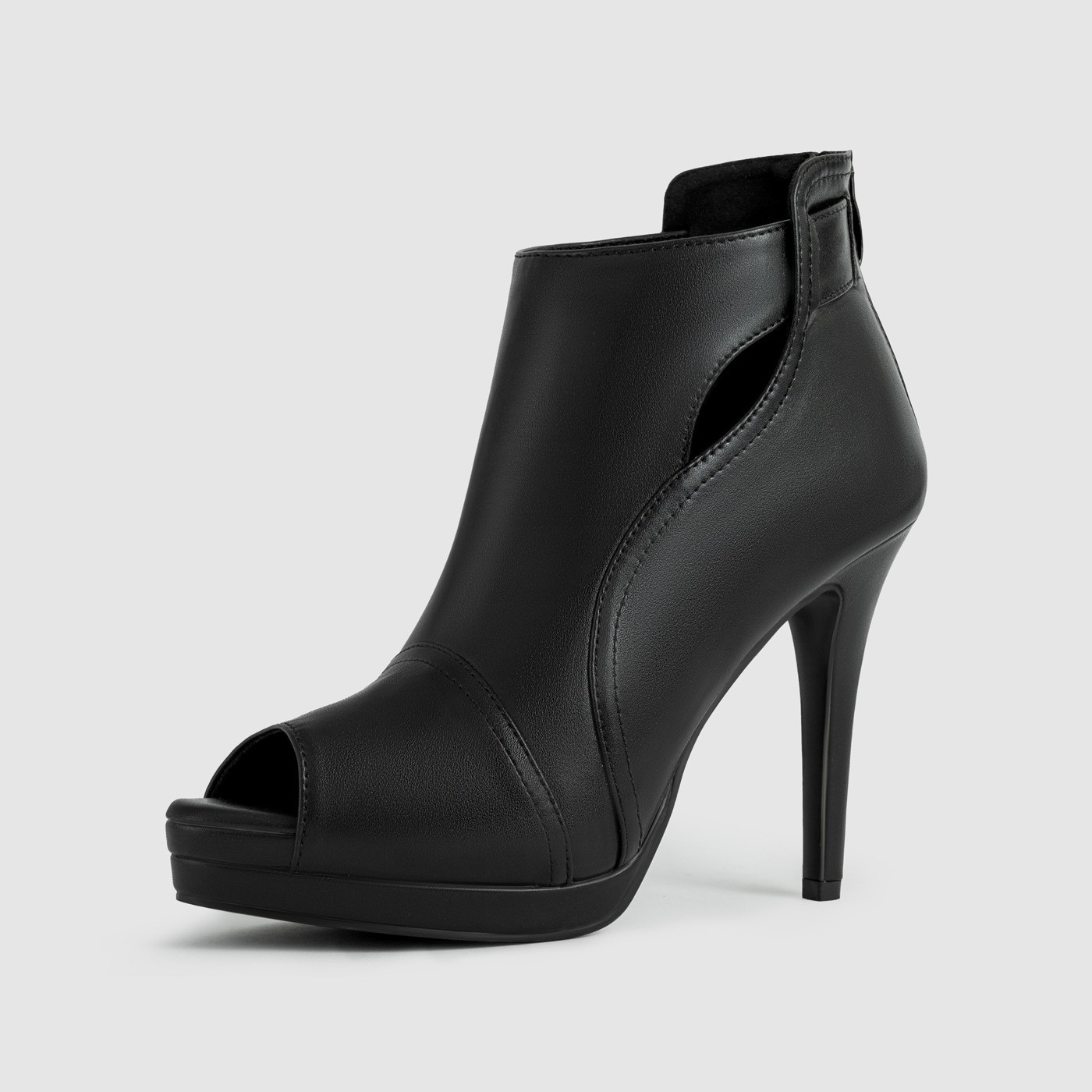 Short Boots for Women Autumn and Winter High-Heeled Boots Pointed Toe Large Size European and American Black Stiletto Thick-Soled Pu High-Heeled Leather Boots for Women
