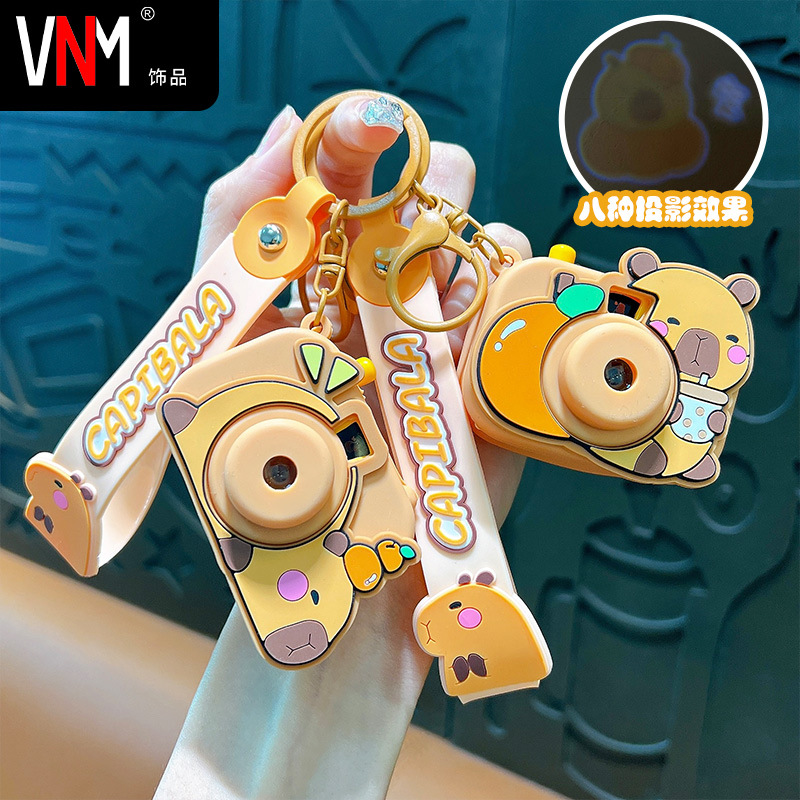 Creative Capibala Projection Camera Keychain Cute Capybara King Camera Keychain Bag Accessories Small Gifts
