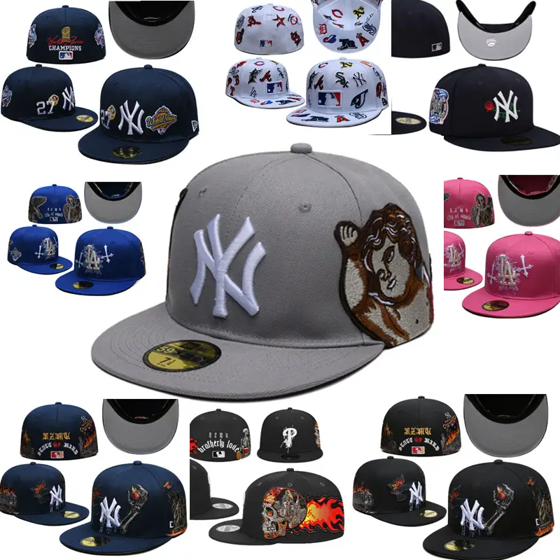 Foreign trade MLB baseball league cap Yankees AAA flat brim NY baseball cap goddess skull model cross-border size flat brim cap