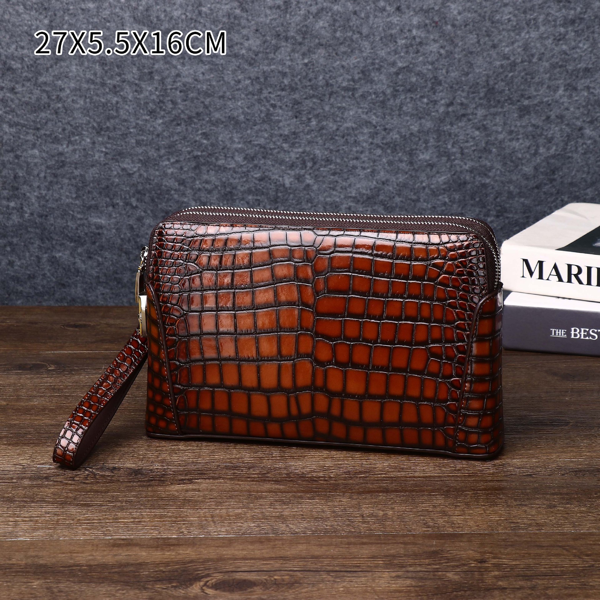 Factory Wholesale Crocodile Belly Double Pull Pattern Password Lock Clutch Bag Color Polished Men's Casual Clutch Bag Large Capacity Clutch Bag Trendy