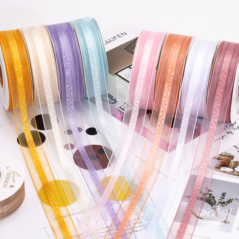2.5cm Flowing Silk Ribbon with Floral Design for Flower Bouquet Packaging, DIY Handmade Gift, Baking, and Silk Ribbon