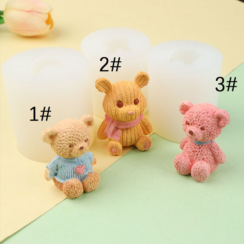 3D bear aromatherapy plaster candle fragrance stone handmade epoxy silicone mold DIY decoration epoxy decoration